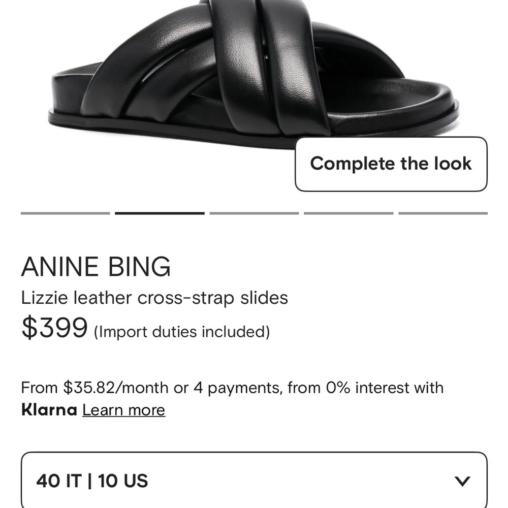 Anine Bing Black Leather Cross-Strap Slides